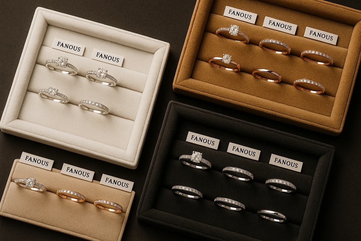 Explore discounted wedding rings across styles and metals—each engraved with the Fanous legacy