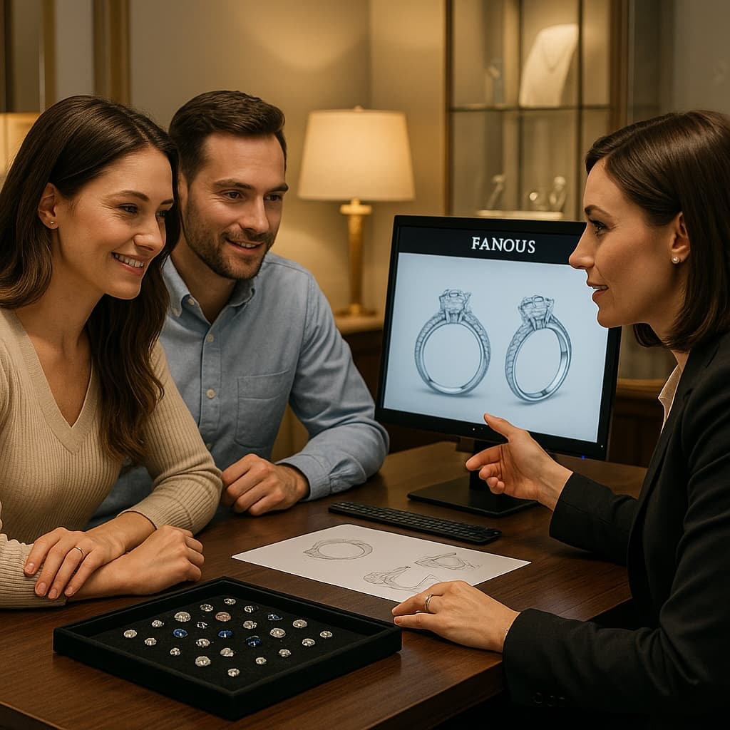 Work with a Fanous Jewelry designer to create a ring that fits your love story and your budget