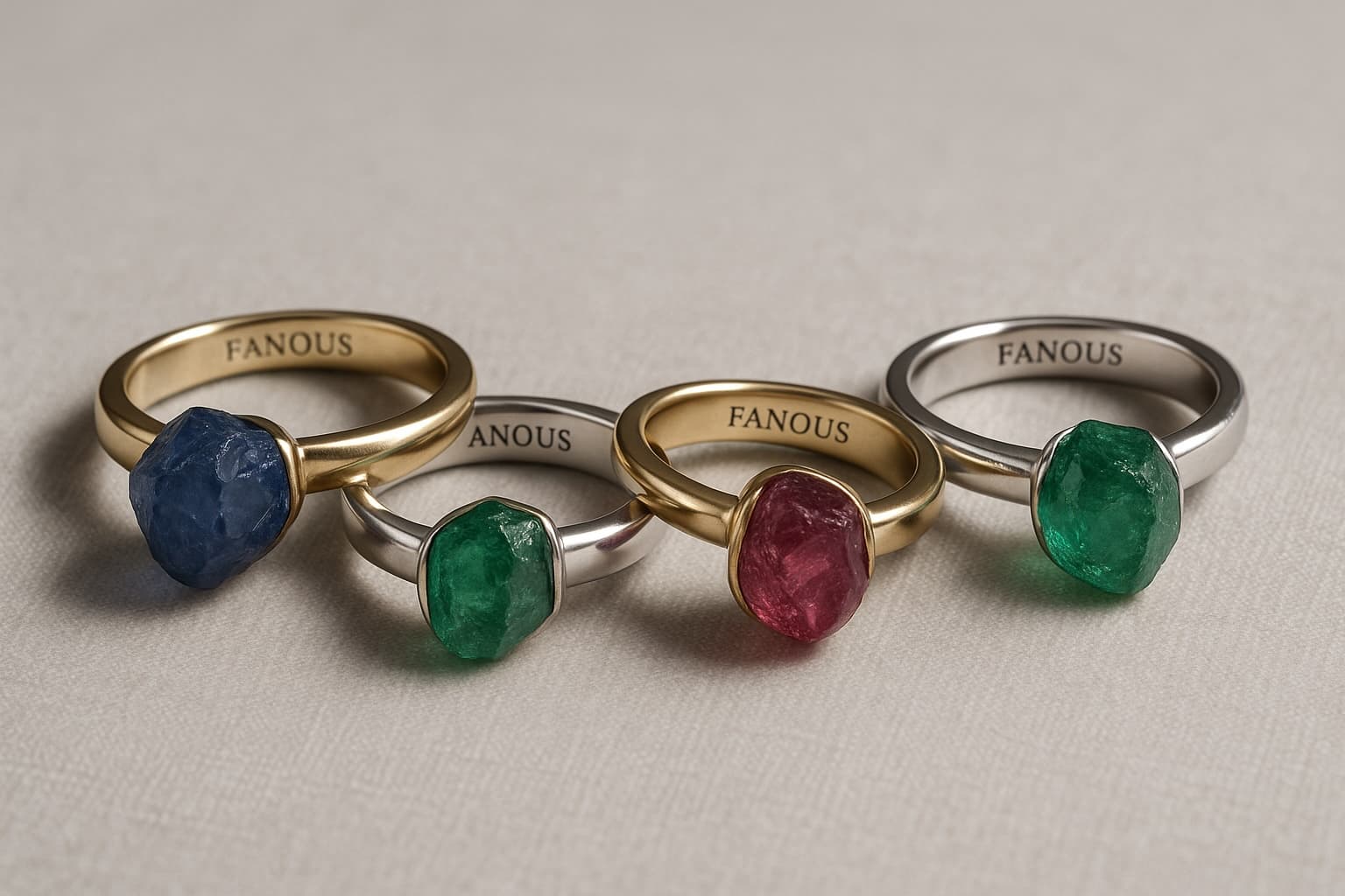 Natural Beauty: Raw and uncut gemstone rings set in clean, modern bands for an organic look