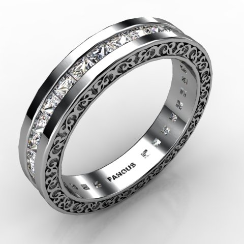 18k White Gold Wedding Band 1.77ct - 0300749-18kw