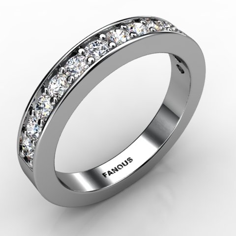 18k White Gold Wedding Band 0.494ct - 0300788-18kw