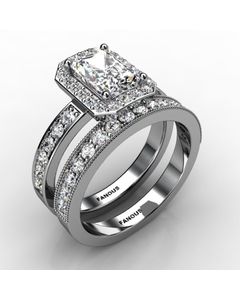 14k White Gold Wedding Set 0.924cts SKU: 0500103-14kw