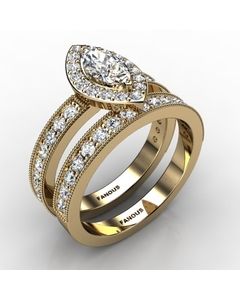 18k Yellow Gold Wedding Set 1.022cts SKU: 0500106-18ky