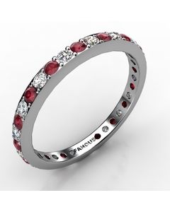 18k White Gold Diamond and Ruby Band 0.391cts SKU: 3100724-3-18kw